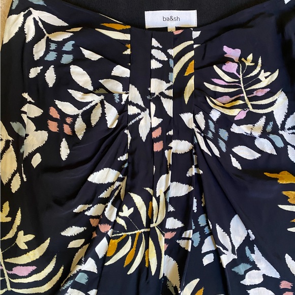 ba&sh Christo Printed Midi Skirt in Black with Multi color floral pattern small - Picture 3 of 9